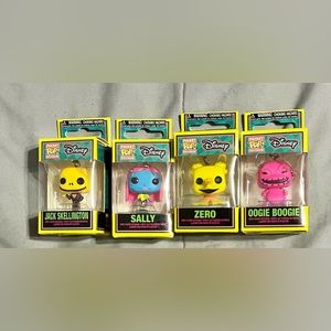 Set of 4- BLACKLIGHT POCKET POP- Jack, Sally, Zero & Oogie Boogie!!